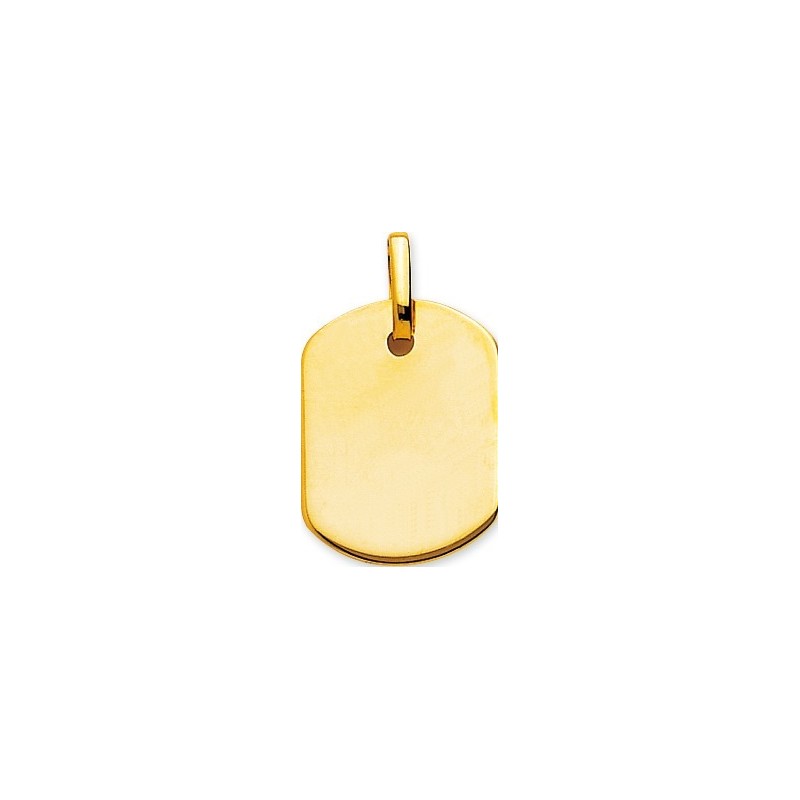 Pendentif Carador plaque à graver forme tonneau en Or jaune  375/000