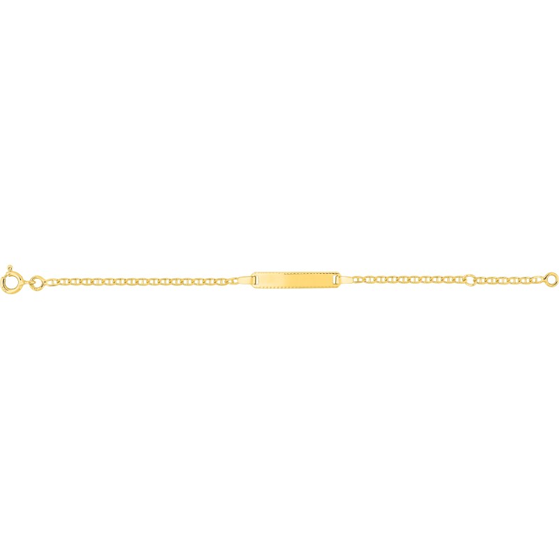 Gourmette bébé identité à graver Carador plaque rectangle en or jaune 750/000