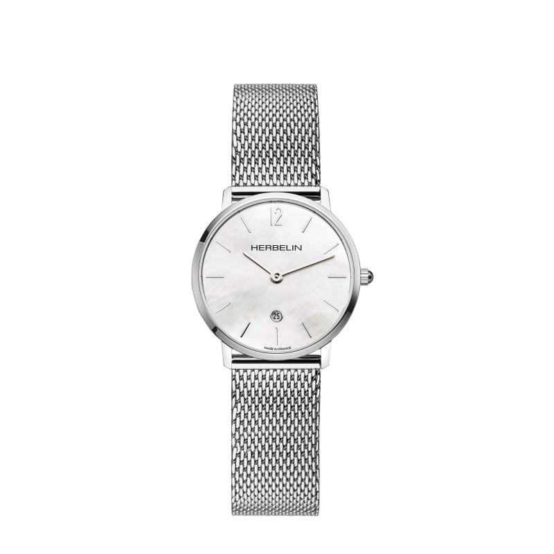 Montre Femme Michel Herbelin Collection CITY Bracelet mailles milanaises argenté Cadran rond