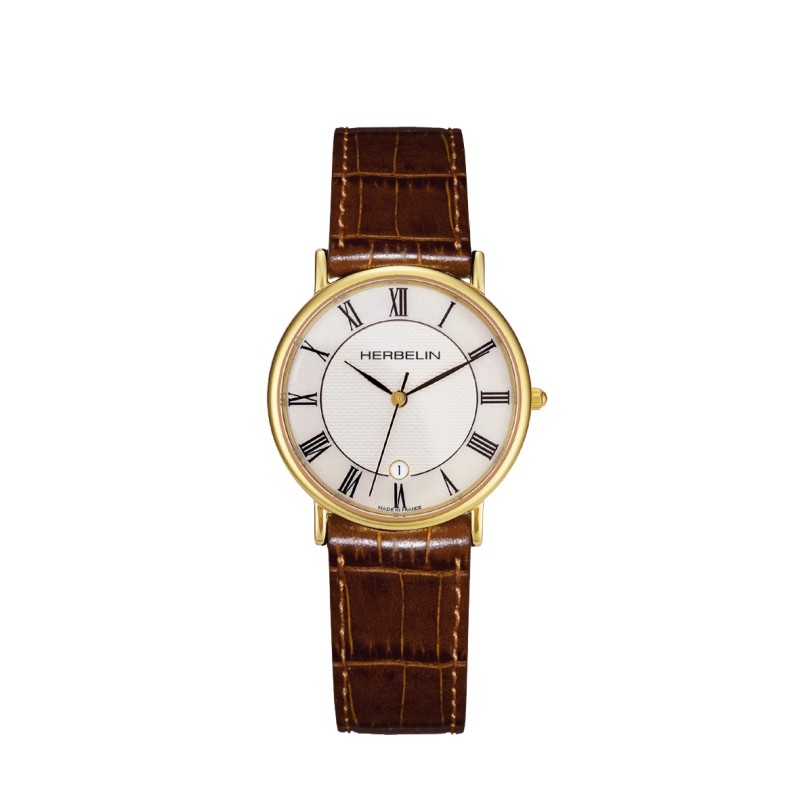 Montre Homme Michel Herbelin Collection CLASSIQUE Bracelet en Cuir marron