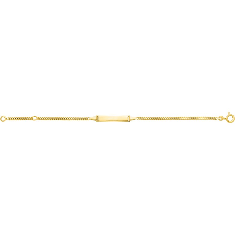 Gourmette bébé identité à graver Carador plaque rectangle en or jaune 750/000