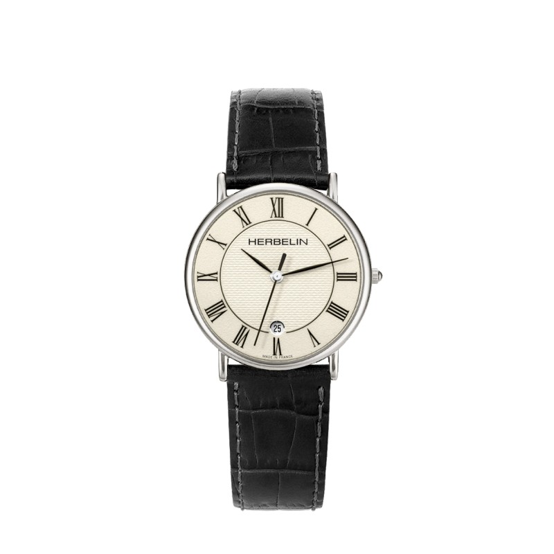 Montre Homme Michel Herbelin Collection CLASSIQUE Bracelet en Cuir noir