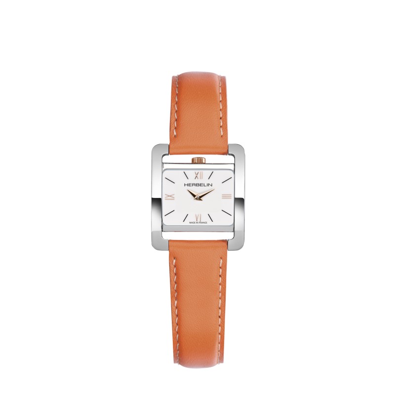 Montre Femme Michel Herbelin Collection Véme AVENUE Bracelet en Cuir orange