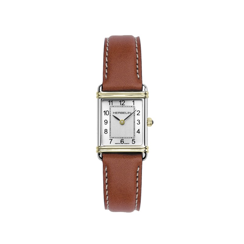 Montre Femme Michel Herbelin Collection ART DECO Bracelet en Cuir marron