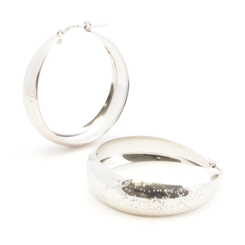 Boucles d'oreilles Créoles Femme Silver Pop en Argent 925/000 Effet brillant