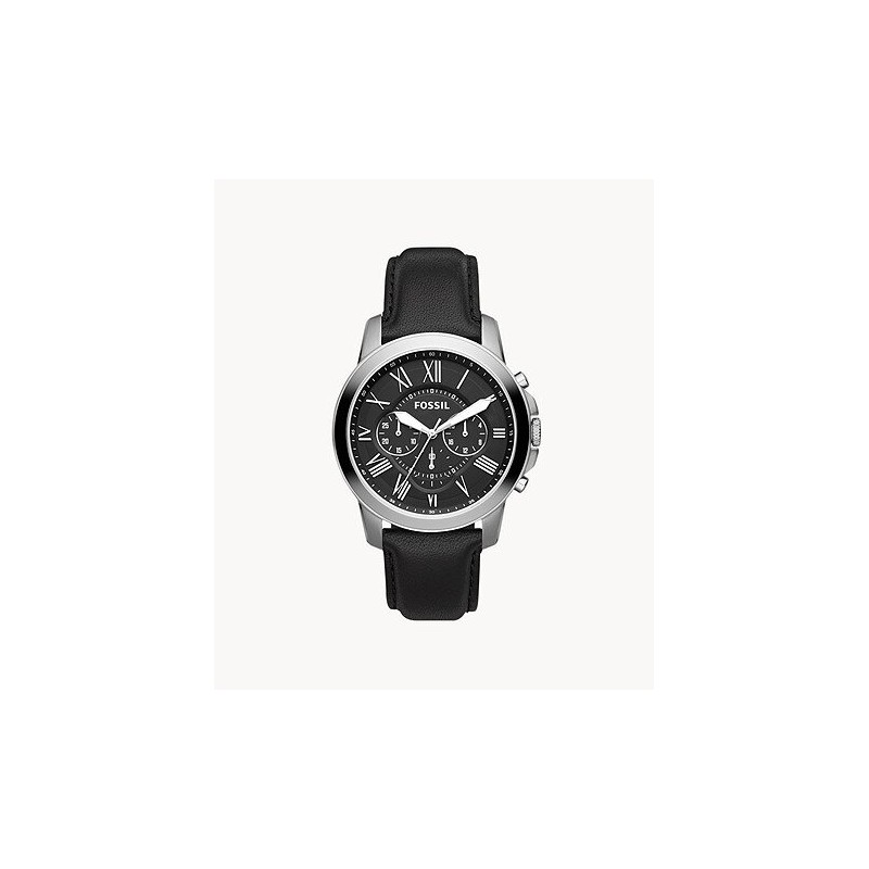 Montre Fossil homme Collection GRANT en cuir noir
