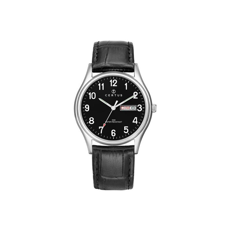 MONTRE CERTUS HOMME BRACELET CUIR NOIR