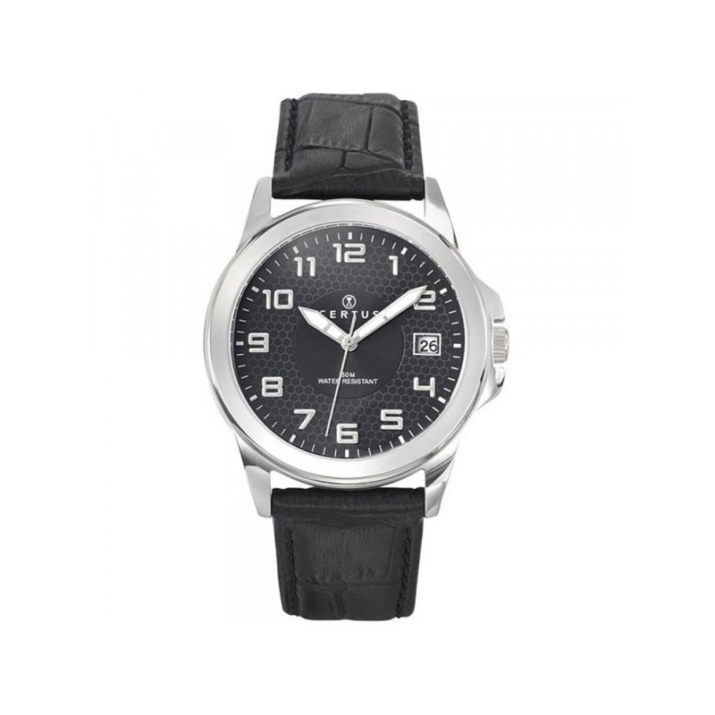 MONTRE CERTUS HOMME BRACELET CUIR NOIR