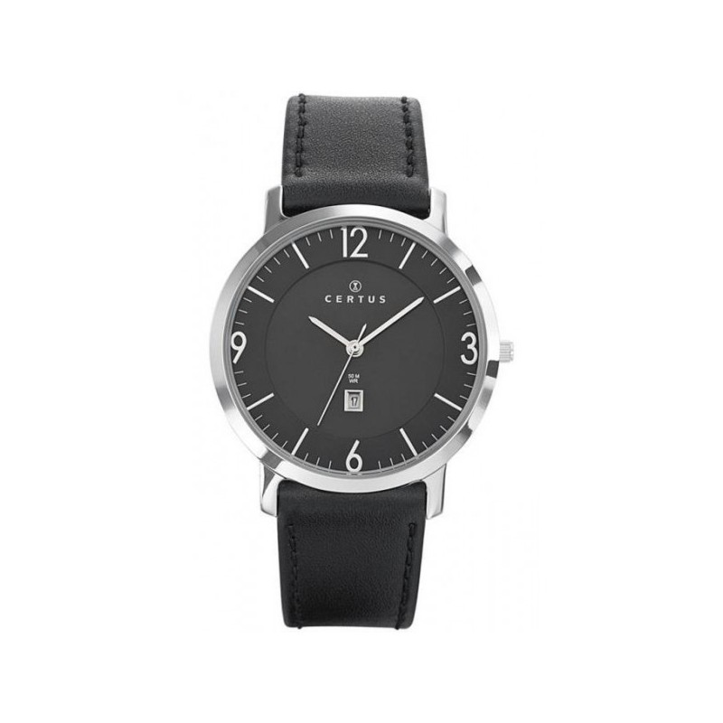 MONTRE CERTUS HOMME BRACELET CUIR NOIR
