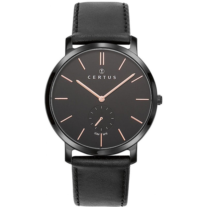 MONTRE CERTUS HOMME BRACELET CUIR NOIR