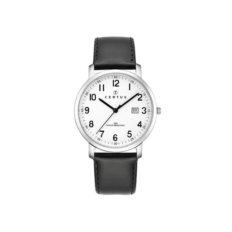 MONTRE CERTUS HOMME BRACELET CUIR NOIR