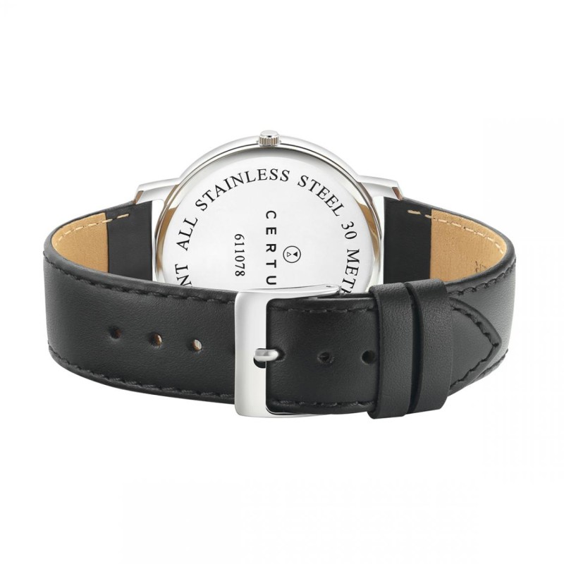 MONTRE CERTUS HOMME BRACELET CUIR NOIR