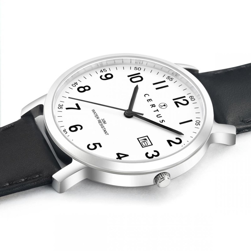 MONTRE CERTUS HOMME BRACELET CUIR NOIR