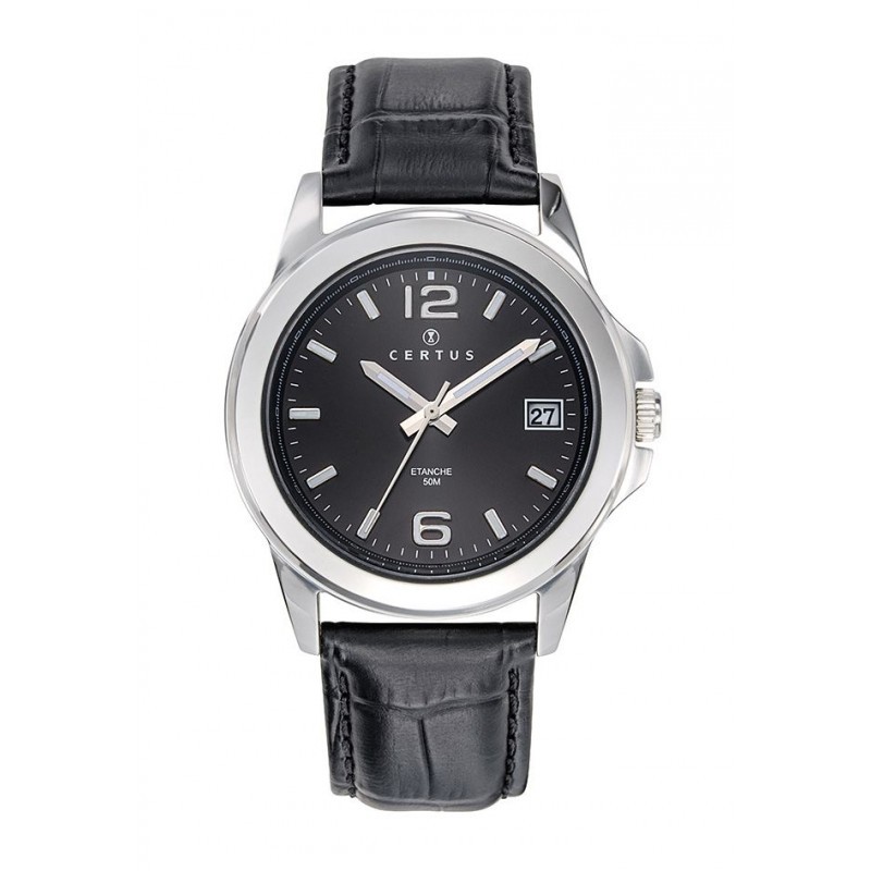 MONTRE CERTUS FEMME BRACELET CUIR NOIR