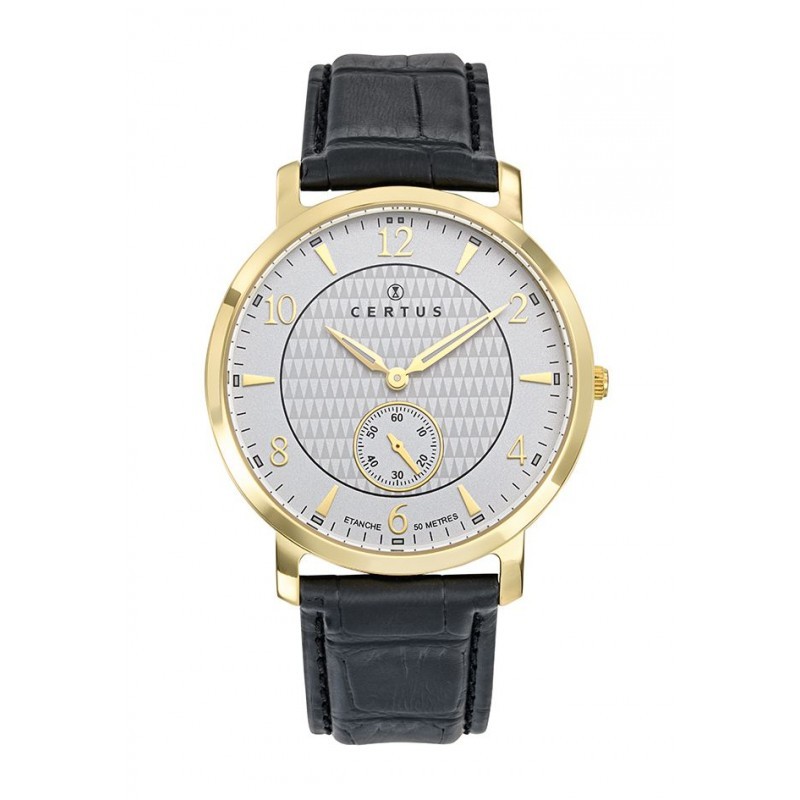 MONTRE CERTUS HOMME BRACELET CUIR NOIR