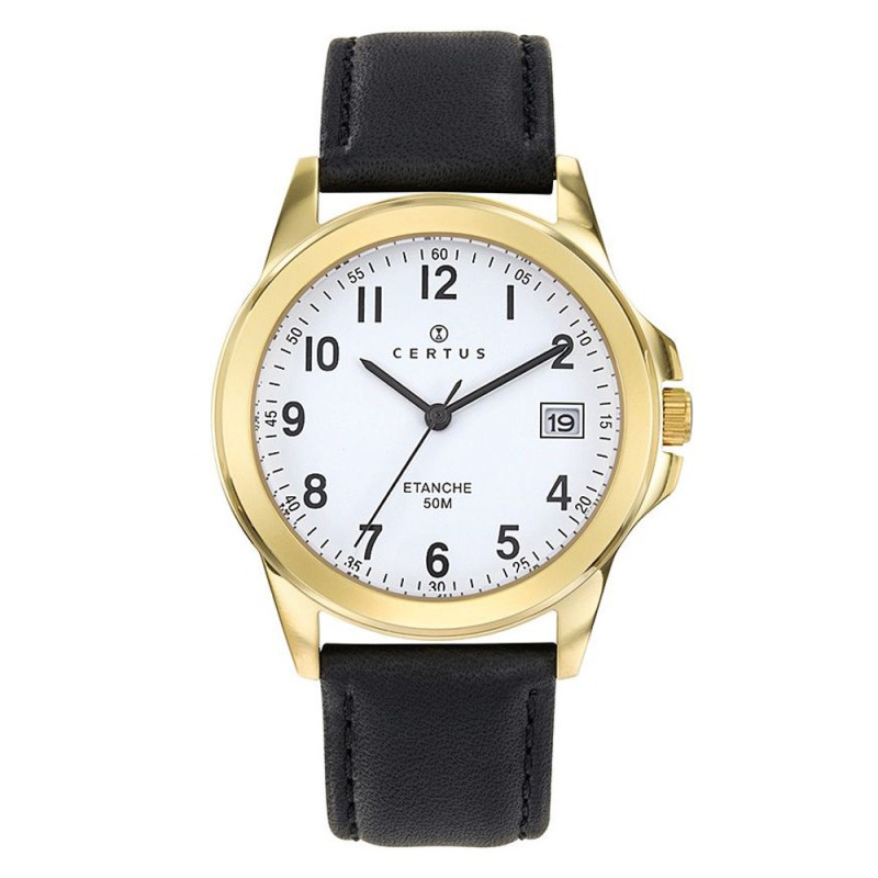 MONTRE CERTUS HOMME BRACELET CUIR NOIR