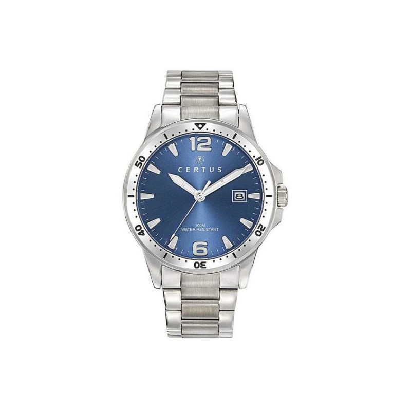 MONTRE CERTUS HOMME BRACELET ACIER ET CADRAN BLEU