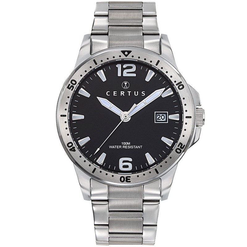 MONTRE CERTUS HOMME BRACELET ACIER ET CADRAN NOIR