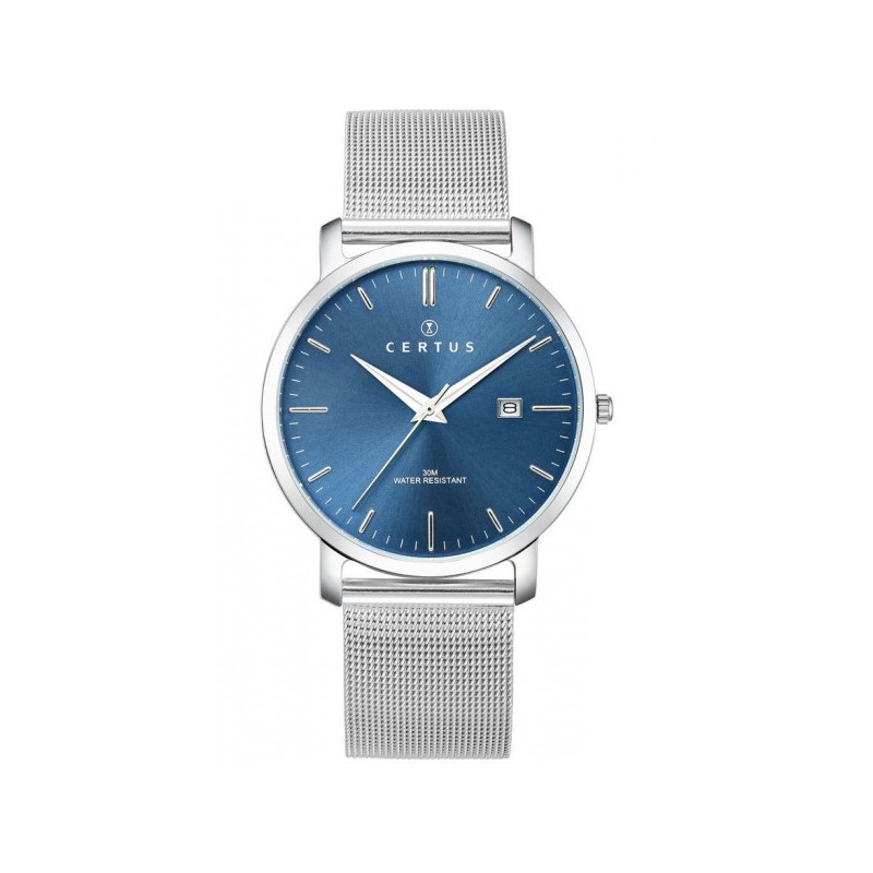 MONTRE CERTUS HOMME BRACELET ACIER MILANAIS ET CADRAN BLEU