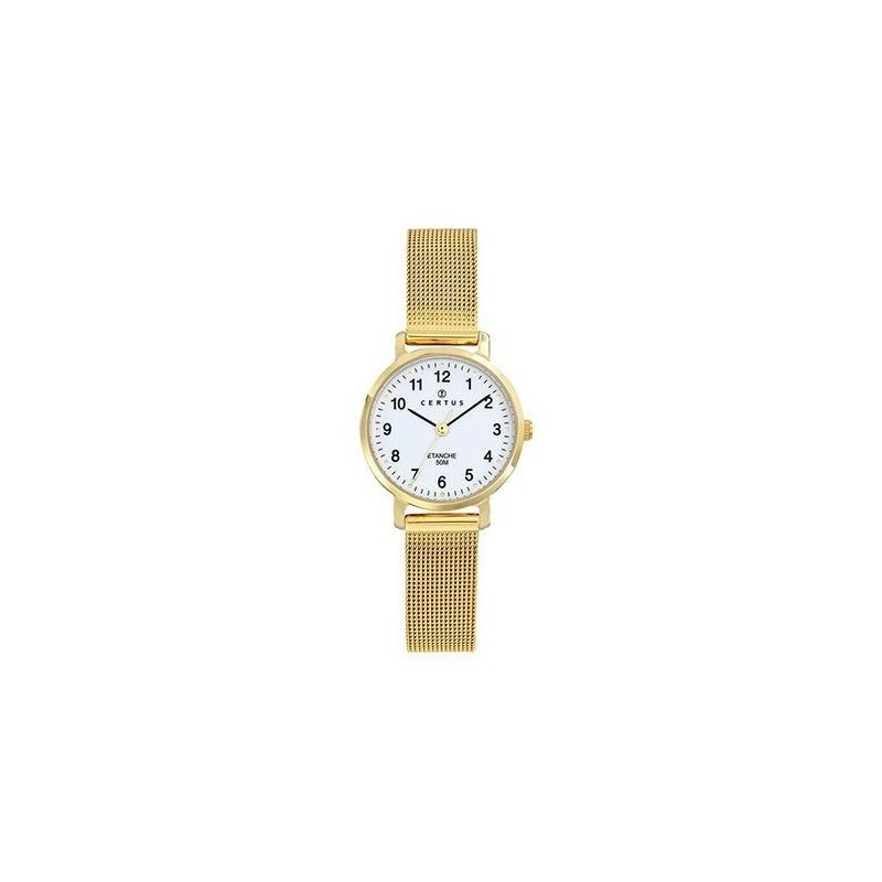 MONTRE CERTUS FEMME  BRACELET ACIER DORE MAILLES MILANAISES