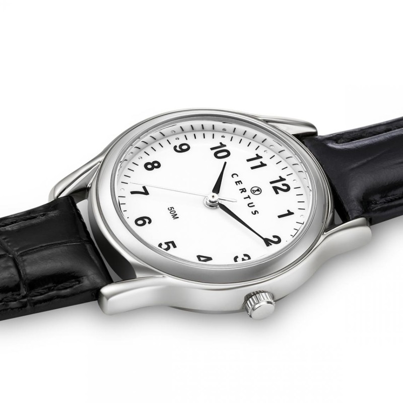 MONTRE CERTUS FEMME  BRACELET CUIR NOIR