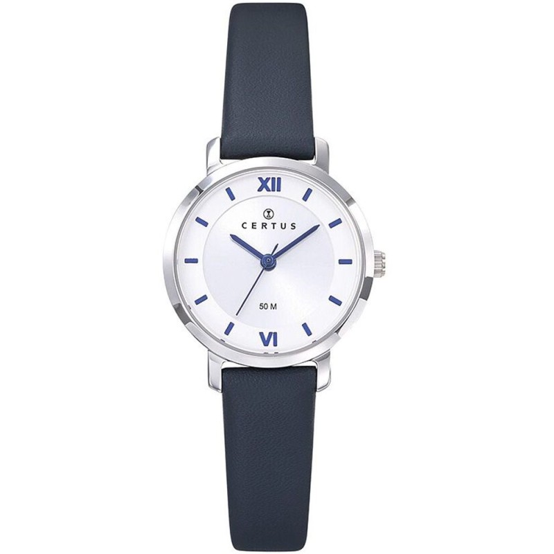 MONTRE CERTUS FEMME  BRACELET CUIR BLEU FONCE