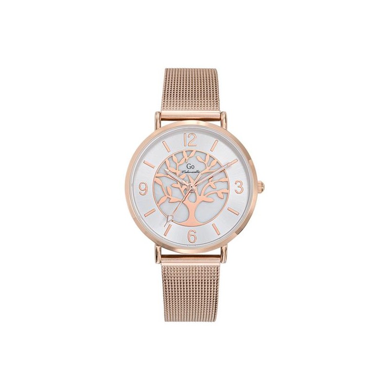 MONTRE GO GIRL ONLY BRACELET DORE ROSE MAILLES MILANAISES CADRAN ARBRE DE VIE