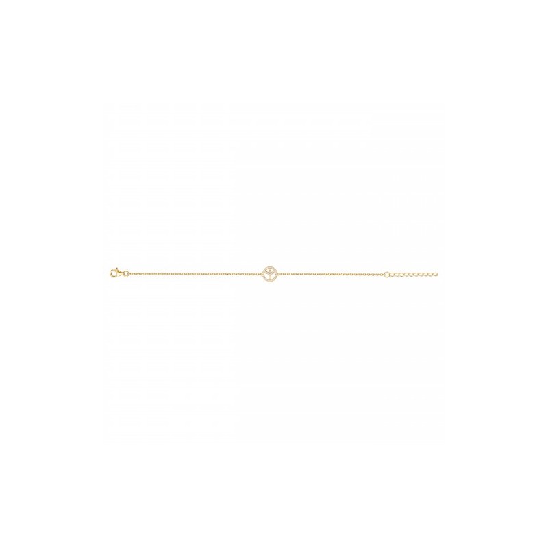 Bracelet Femme Carador en Plaqué Or et Oxydes de zirconium  Motif Peace and Love