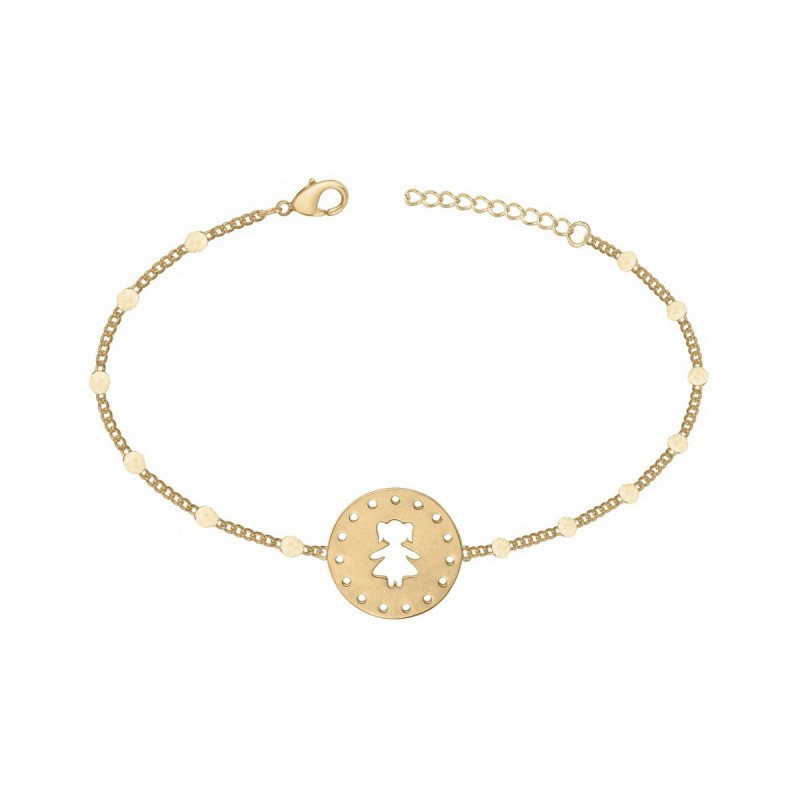 Bracelet Femme Carador en Plaqué Or et Plaque ronde Motif petite fille Maille forçat