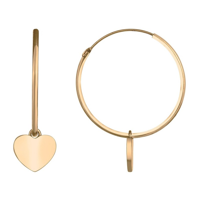 Boucles d'oreilles Créoles Carador Femme en Plaqué Or pampilles coeur