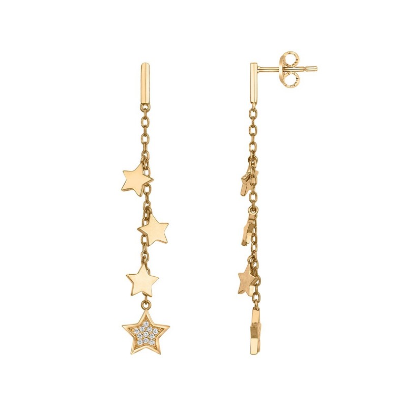 Boucles d'oreilles Pendantes Carador Femme en Plaqué Or et Oxydes de zirconium Motif étoiles