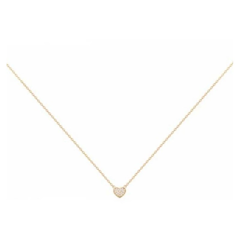 Collier Carador Femme en Plaqué Or et Oxydes de zirconium Motif coeur Maille forçat