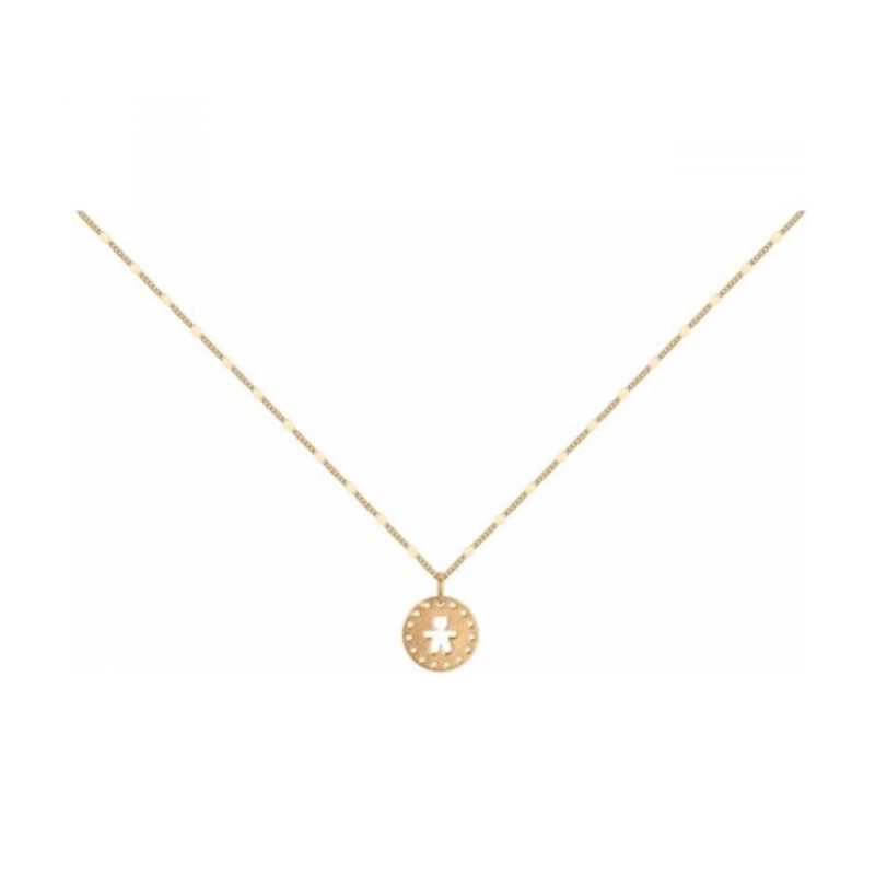 Collier Carador Femme en Plaqué Or plaque Motif petit garçon Maille forçat