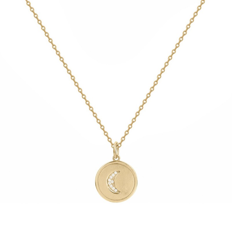 Collier Carador Femme en Plaqué Or plaque Motif  lune en oxydes de zirconium