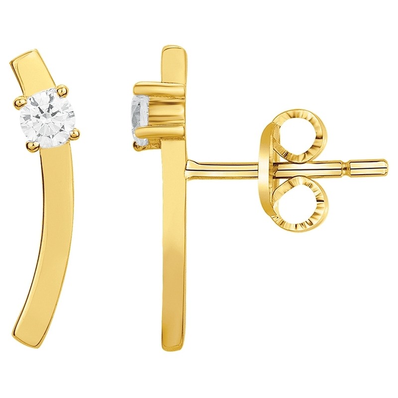 Boucles d'oreilles Clous Carador en Plaqué Or et  un Oxyde de zirconium serti 4 griffes