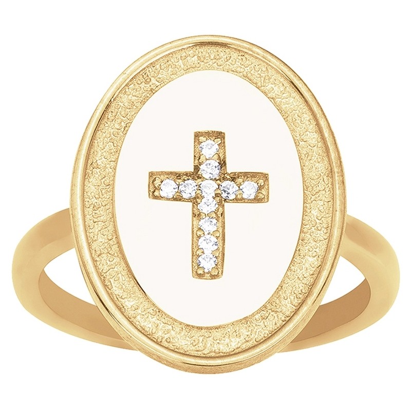 Bague Carador Femme en Plaqué Or et Oxydes de zirconium Motif croix