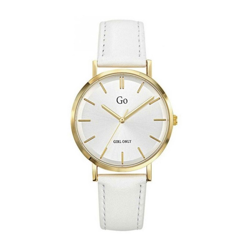 MONTRE GO GIRL ONLY BRACELET CUIR BLANC BOITIER DORE