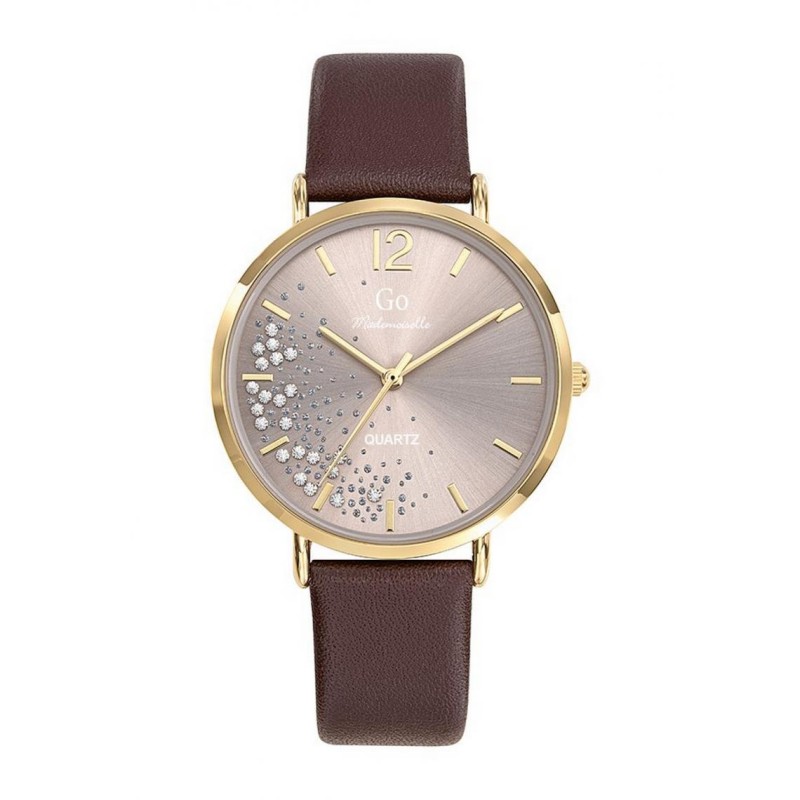 MONTRE GO GIRL ONLY BRACELET  CUIR MARRON CADRAN AVEC STRASS