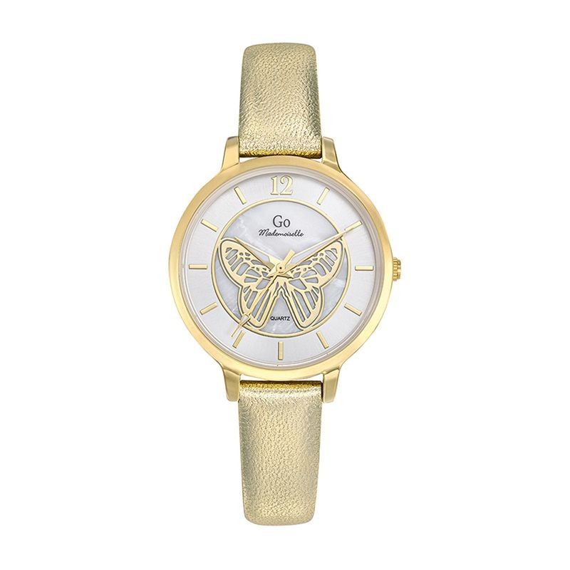 MONTRE GO GIRL ONLY BRACELET SIMILI CUIR DORE CADRAN AVEC PAPILLON
