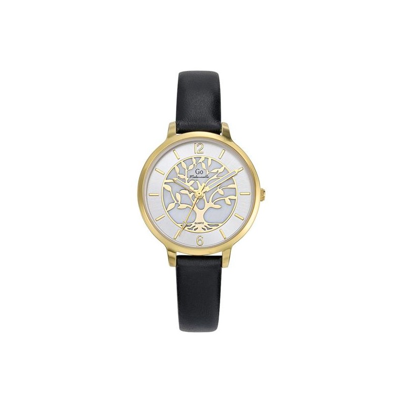 MONTRE GO GIRL ONLY BRACELET  CUIR NOIR CADRAN AVEC ARBRE DE VIE