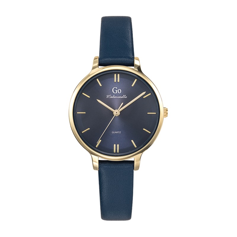 MONTRE GO GIRL ONLY BRACELET SIMILI CUIR BLEU NUIT BOITIER DORE