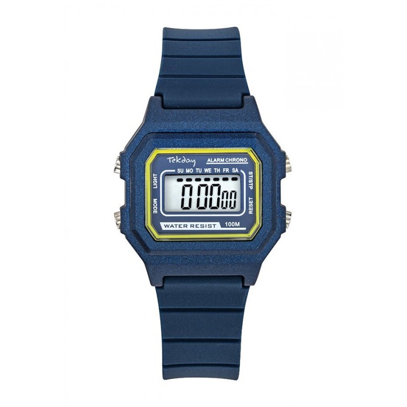 Montre TEKDAY enfant silicone bleu affichage digitale boitier carre