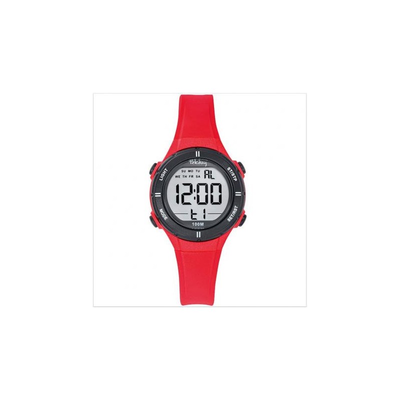 Montre TEKDAY enfant silicone rouge affichage digitale