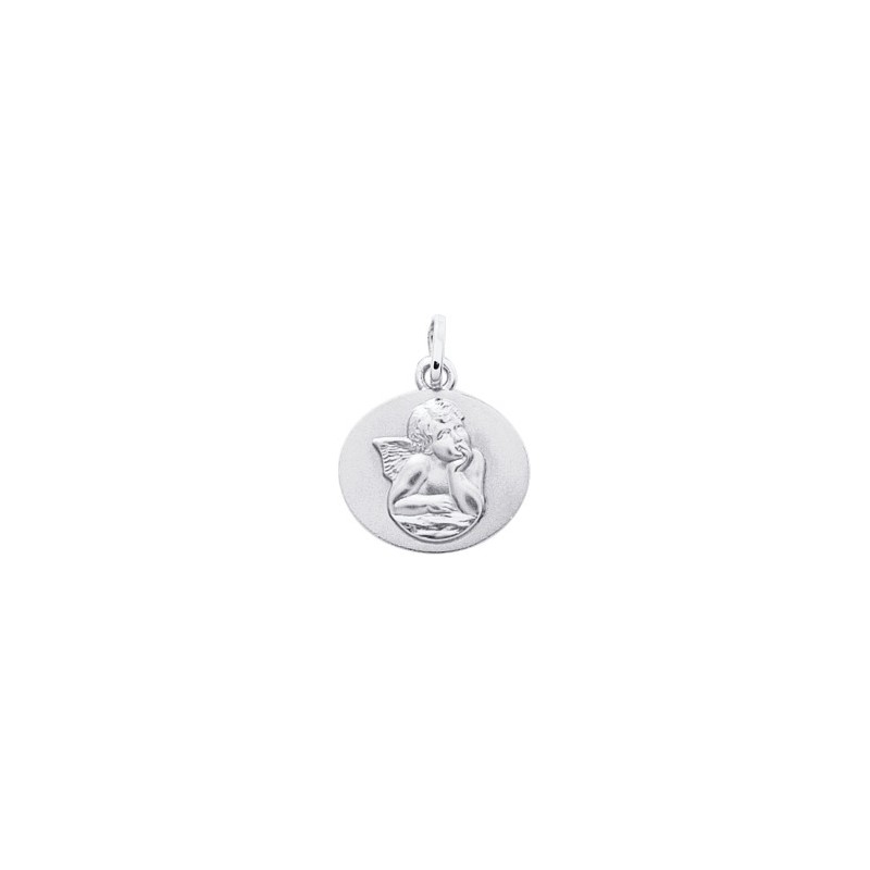 Médaille   Carador motif ange en Or blanc 375/000