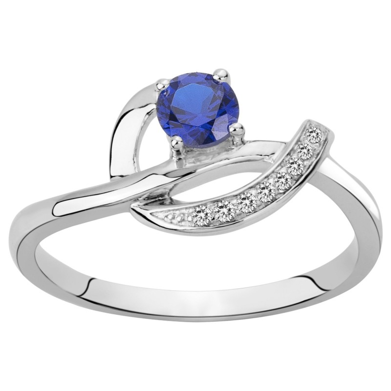 Bague Femme Carador en Argent avec Spinelle bleu et Oxydes