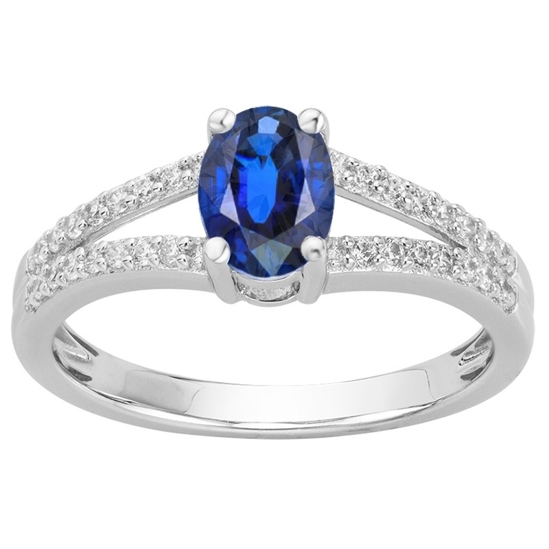 Bague Femme Carador en Argent avec Spinelle bleu et Oxydes de zirconium