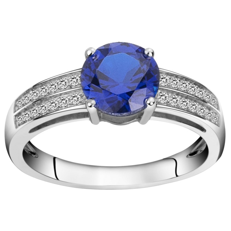 Bague Femme Carador en Argent avec Spinelle bleu et Oxydes de zirconium