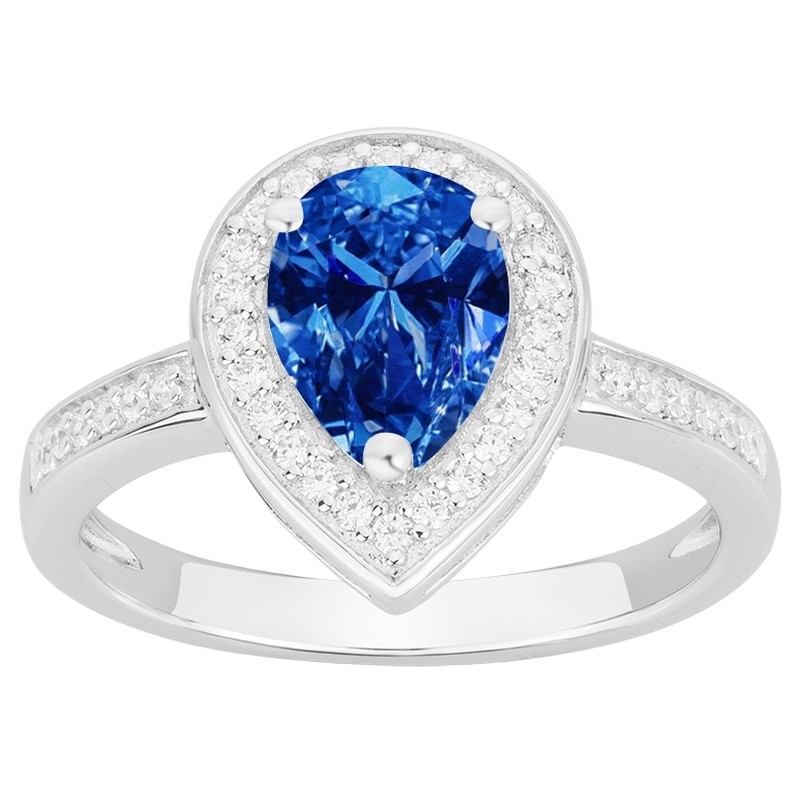 Bague Femme Carador Argent avec Spinelle bleu Oxydes en forme de goutte d'eau