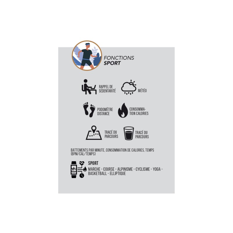 Montre connectée Mixte Smarty Energy Bracelet noir boitier rectangle