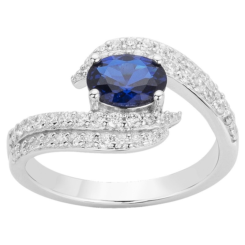 Bague Femme en Argent et Oxydes de zirconium avec Spinelle bleu